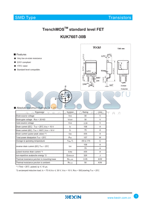 KUK7607-30B datasheet - TrenchMOSTM standard level FET