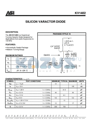 KV1402 datasheet - SILICON VARACTOR DIODE