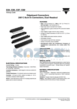 EB75D-PR43GXS datasheet - Edgeboard Connectors 200`C Burn-In Connectors, Dual Readout