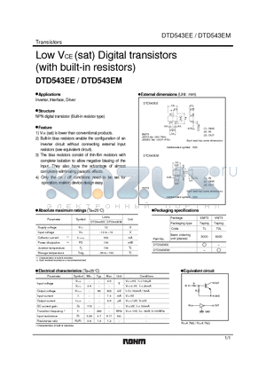 DTD543EM datasheet - Low VCE (sat) Digital transistors (with built-in resistors)