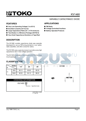 KV1460TL datasheet - VARIABLE CAPACITANCE DIODE