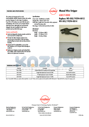 63817-0000 datasheet - Manual Wire Stripper