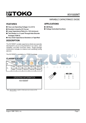 KV1555NT datasheet - VARIABLE CAPACITANCE DIODE