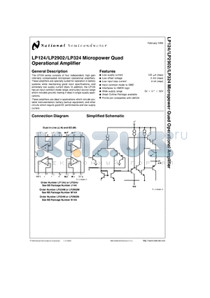 LP124 datasheet - Micropower Quad Operational Amplifier