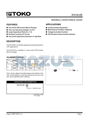 KV1812EG datasheet - VARIABLE CAPACITANCE DIODE