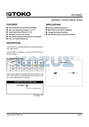 KV1832C datasheet - VARIABLE CAPACITANCE DIODE