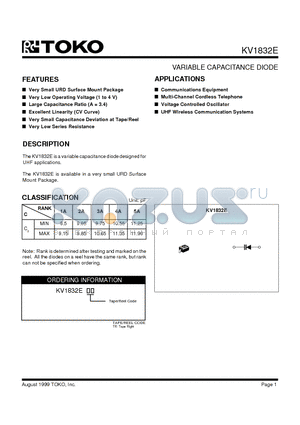 KV1832ETR datasheet - VARIABLE CAPACITANCE DIODE