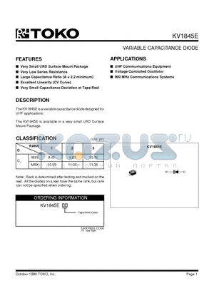 KV1845E datasheet - VARIABLE CAPACITANCE DIODE