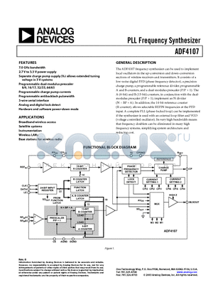 ADF4107BRU-REEL datasheet - PLL Frequency Synthesizer