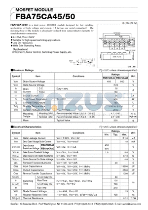 FBA75CA45 datasheet - MOSFET MODULE