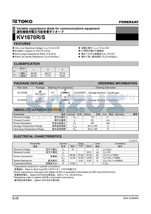 KV1870S datasheet - Variable capacitance diode for communications equipment