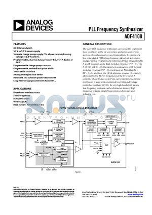 ADF4108BCPZ-RL datasheet - PLL Frequency Synthesizer