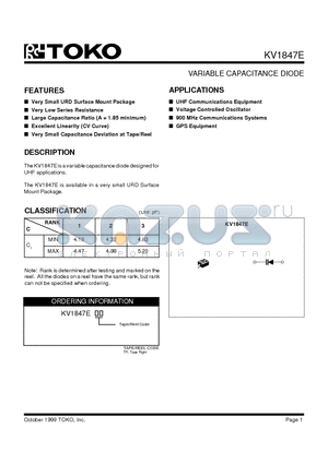 KV1847EV datasheet - VARIABLE CAPACITANCE DIODE