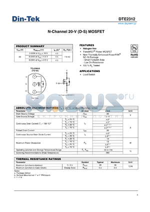 DTE2312 datasheet - N-Channel 20-V (D-S) MOSFET