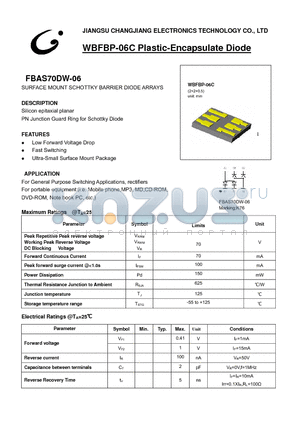 FBAS70DW-06 datasheet - SURFACE MOUNT SCHOTTKY BARRIER DIODE ARRAYS