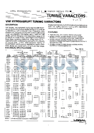 KV2001A datasheet - VHF HYPERABRUPT TUNNING VARACTORS