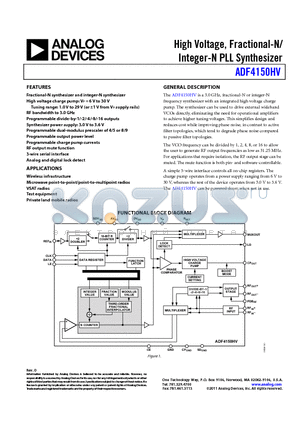 ADF4150HVBCPZ-RL7 datasheet - High Voltage, Fractional-N