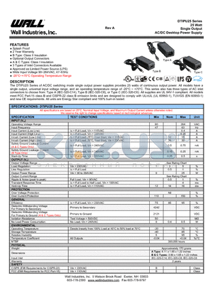 DTIPU25A-102 datasheet - 25 Watt Single Output AC/DC Desktop Power Supply