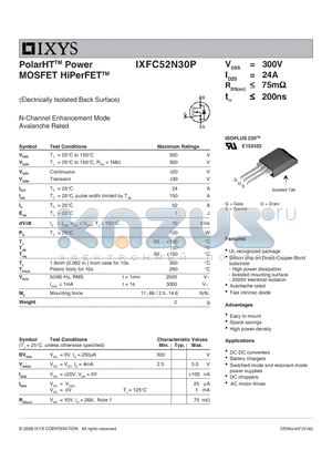 IXFC52N30P_08 datasheet - PolarHT Power MOSFET HiPerFET