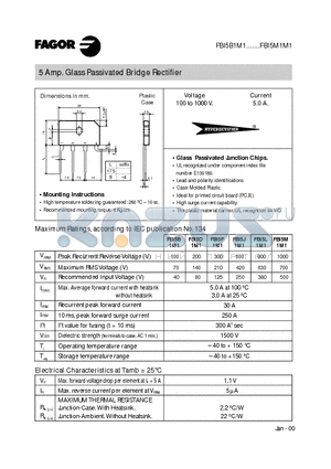 FBI5D1M1 datasheet - 5 Amp. Glass Passivated Bridge Rectifier