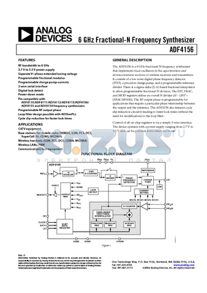 ADF4156BRUZ-RL datasheet - 6 GHz Fractional-N Frequency Synthesizer
