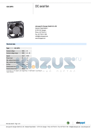 6382HPU datasheet - DC axial fan