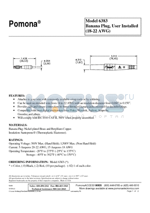 6383 datasheet - Banana Plug, User Installed