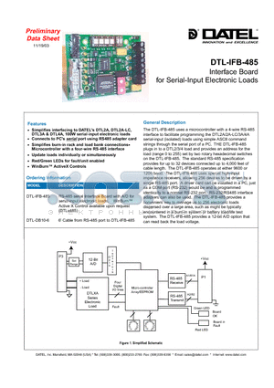 DTL-IFB-485 datasheet - Interface Board for Serial-Input Electronic Loads