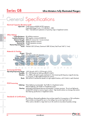 GB15JHC datasheet - Ultra-Miniature Fully Illuminated Plungers