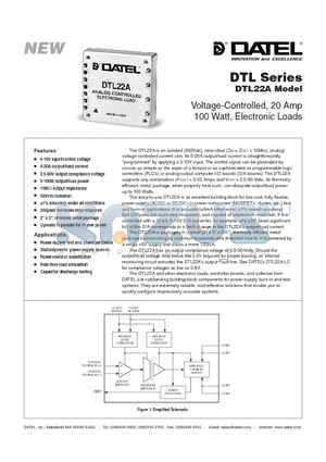 DTL22A datasheet - Voltage-Controlled, 20 Amp 100 Watt, Electronic Loads