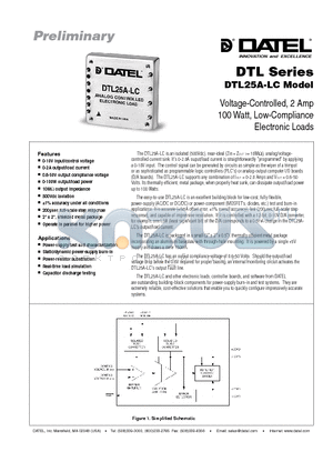 DTL25A-LC datasheet - Voltage-Controlled, 2 Amp 100 Watt, Low-Compliance Electronic Loads
