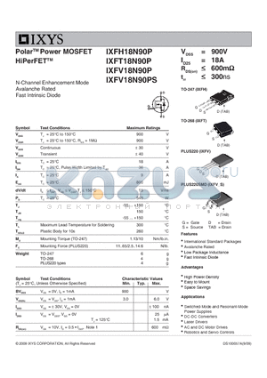 IXFH18N90P datasheet - Polar Power MOSFET HiPerFET