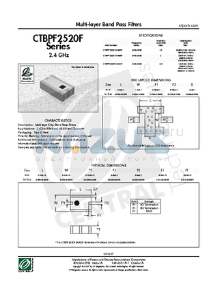 CTBPF2520F datasheet - Multi-layer Band Pass Filters