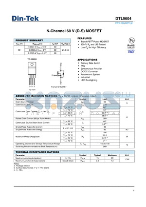 DTL9604 datasheet - N-Channel 60 V (D-S) MOSFET