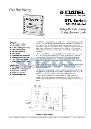 DTL23A datasheet - Voltage-Controlled, 2 Amp 100 Watt, Electronic Loads