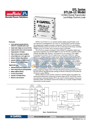DTL2A-LC datasheet - 100 Watt, Digitally Programmable Low-Voltage, Electronic Loads