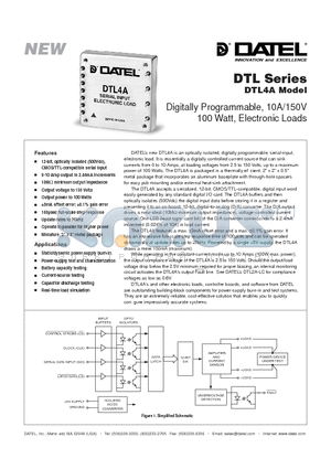 DTL4A datasheet - Digitally Programmable, 10A/150V 100 Watt, Electronic Loads