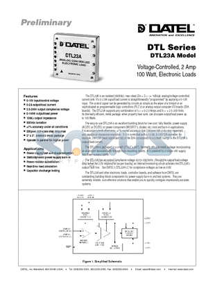 DTL23A datasheet - Voltage-Controlled, 2 Amp 100 Watt, Electronic Loads