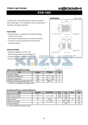 KVS-1001 datasheet - Visible Light Sensor