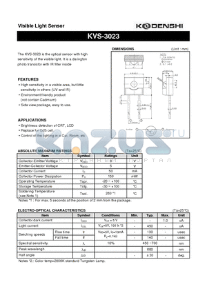 KVS-3023 datasheet - Visible Light Sensor