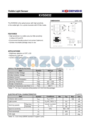KVS5032 datasheet - Visible Light Sensor