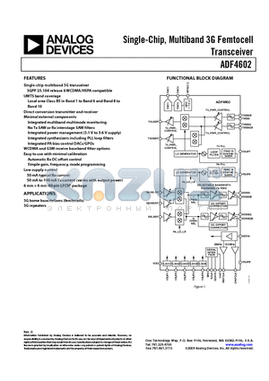 ADF4602BCPZ datasheet - Single-Chip, Multiband 3G Femtocell Transceiver