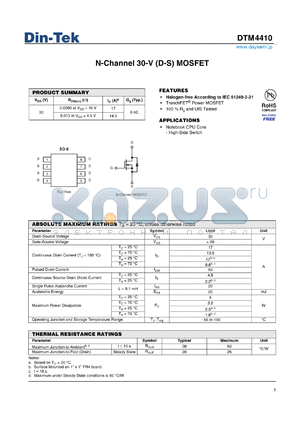 DTM4410 datasheet - N-Channel 30-V (D-S) MOSFET