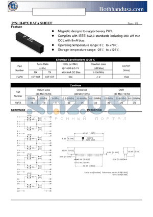 H4PX datasheet - QUAD PORT 10/100 BASE-TX LAN MAGNETIC