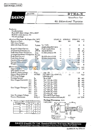 DTM6G-N datasheet - 6A Bidirectional Thyristor