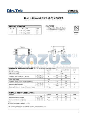 DTM8205 datasheet - Dual N-Channel 2.5-V (G-S) MOSFET