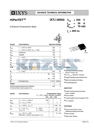 IXFJ36N30 datasheet - HiPerFET