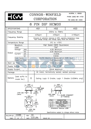 H51 datasheet - 8 PIN DIP HCMOS