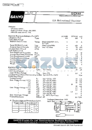 DTN12 datasheet - 12A Bidirectional Thyristor