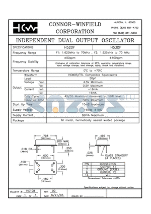 H53DF datasheet - INDEPENDENT DUAL OUTPUT OSCILLATOR